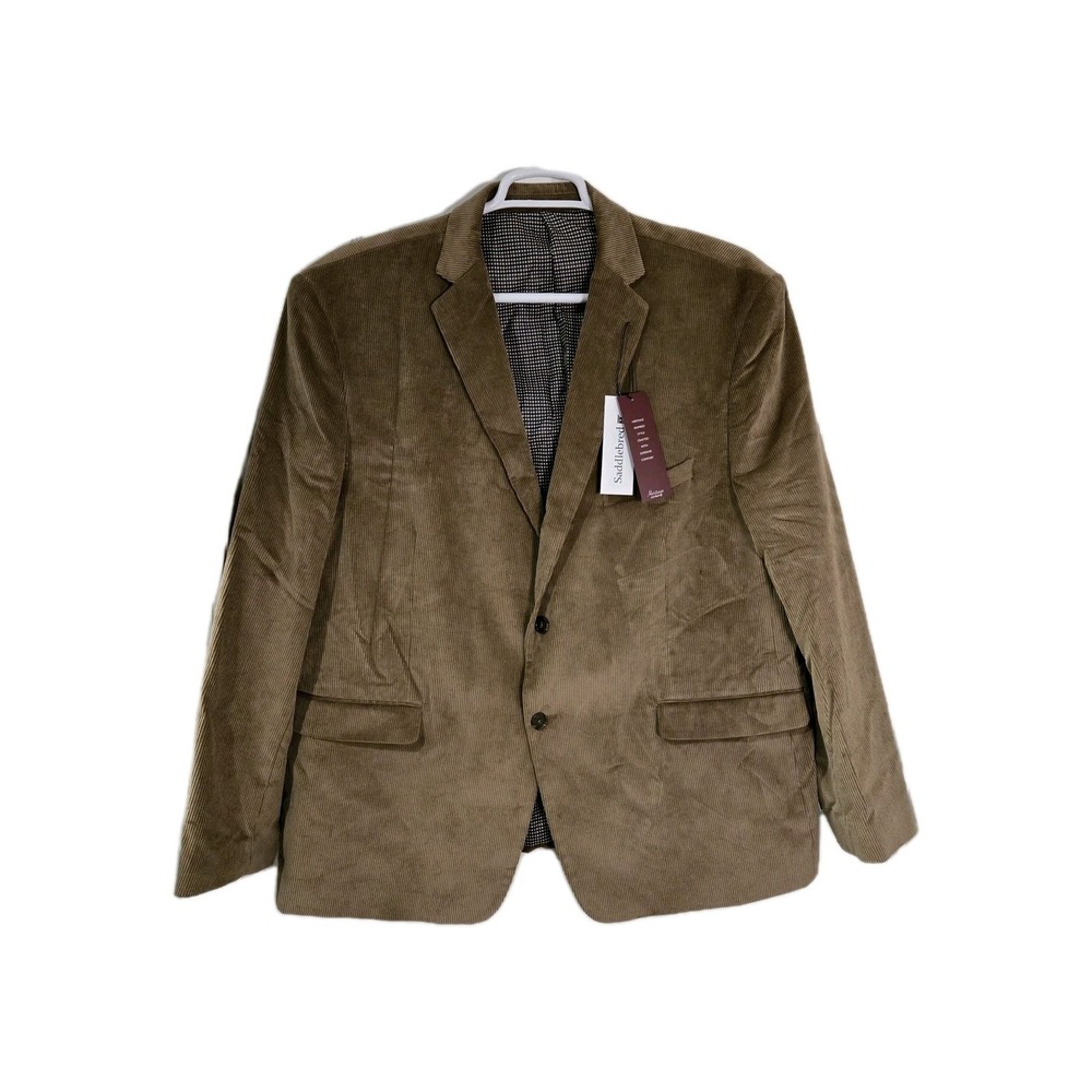 Mens NWT Saddlebred Brown Corduroy Blazer Elbow Patch50R JACKET CLASSIC Academia